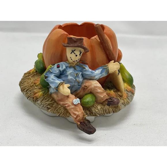 S'Toppers Pumpkin and Scarecrow Candle Capper 4” Ceramic Fall - Picture 1 of 12